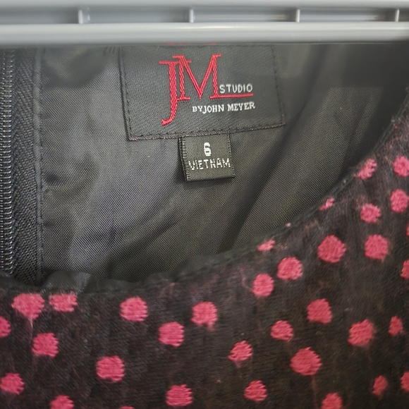 Chic Black and Pink Polka Dot Midi Dress Size 6 Brand JM studio By John  Meyer - Picture 4 of 5